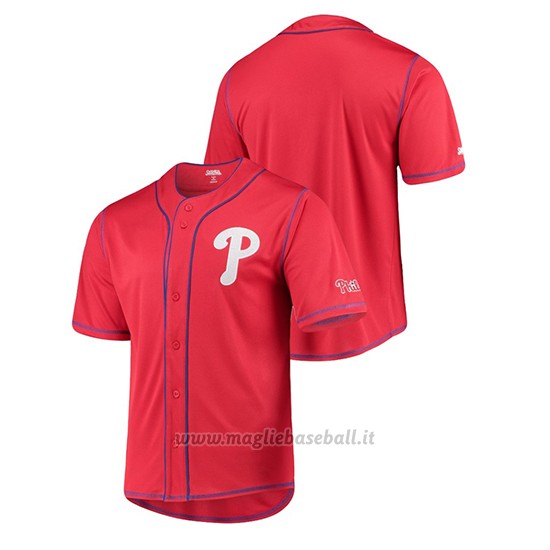 Maglia Baseball Uomo Philadelphia Phillies Button-down Stitches Team Color Rosso